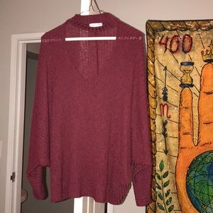 Red scoop neck sweater